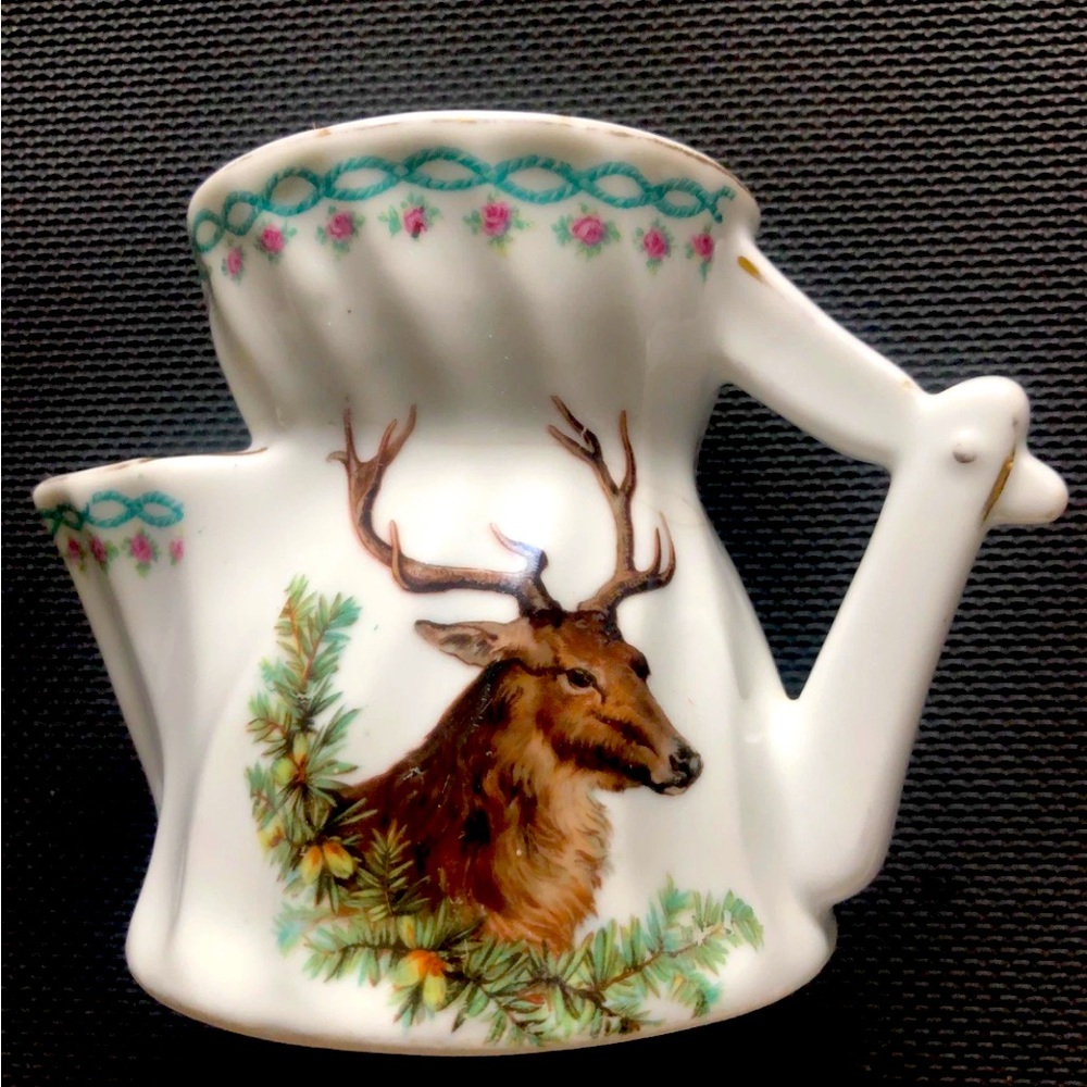 Vintage Shaving Mustache Mug Stag Elk White Ceramic J.S. 0843 Father’s Day